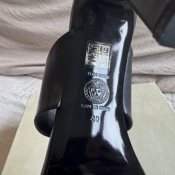 Versace Black Mules with Gold Medusa - Picture 9 of 10